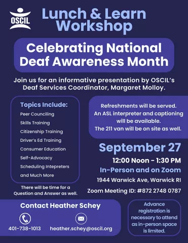 OSCIL’S LUNCH AND LEARN CELEBRATING NATIONAL DEAF AWARENESS MONTH Flyer